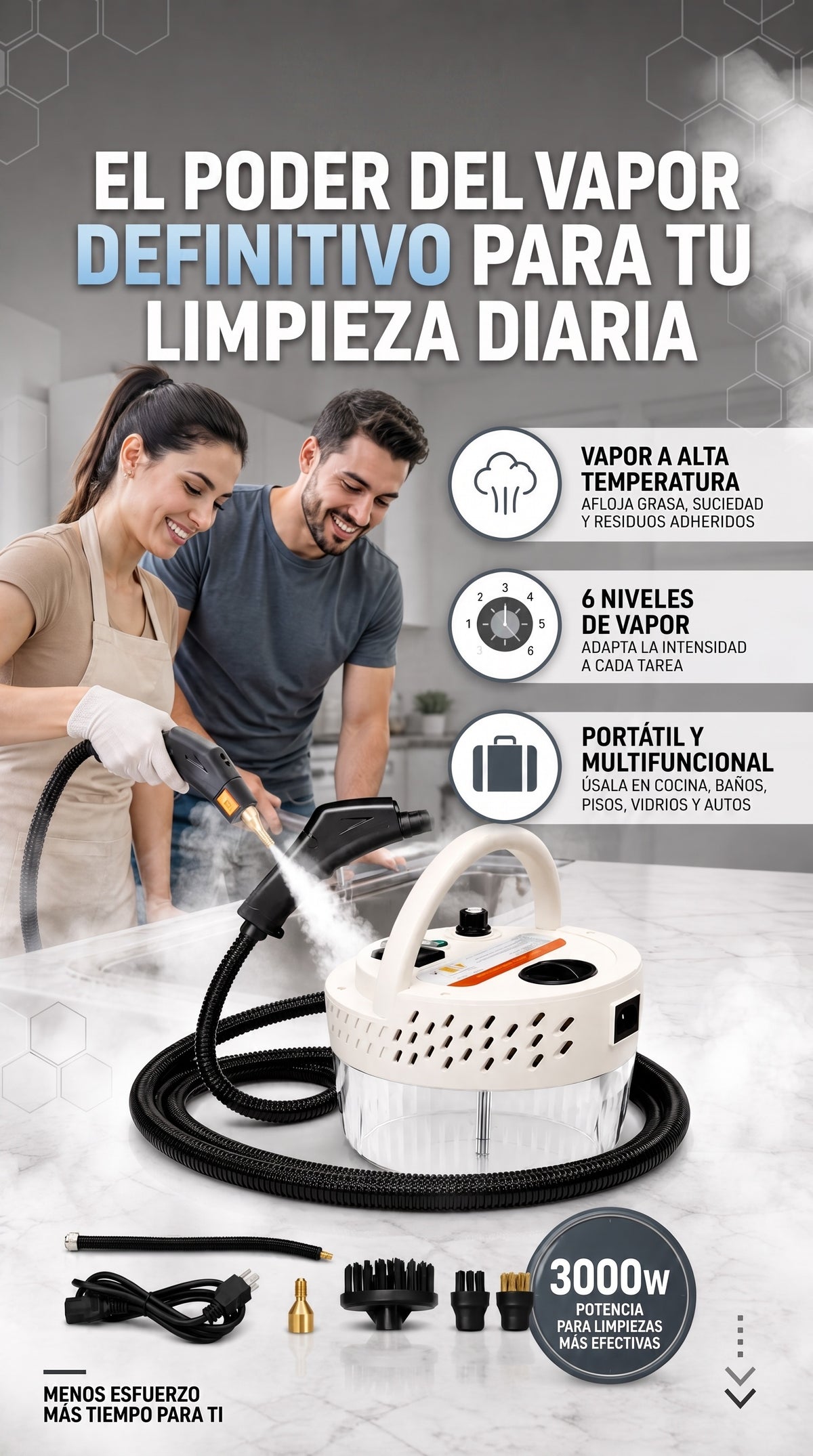 Maquina Limpiador A Vapor GRANDE || 3000 W